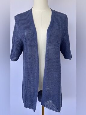 Eileen Fisher Women’s Organic Linen Open Front Cardigan Short Sleeve Size Medium